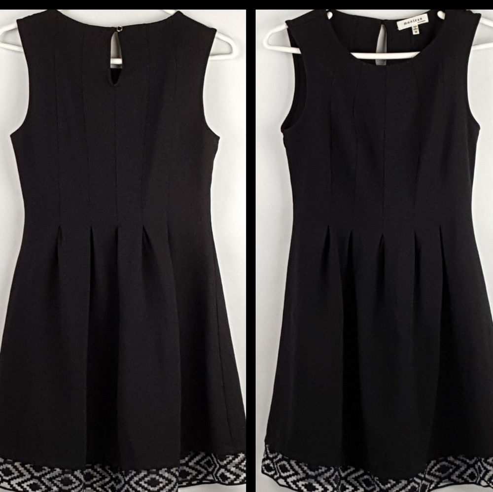 Monteau Black Dress Fit & Flare Sheer Hem M